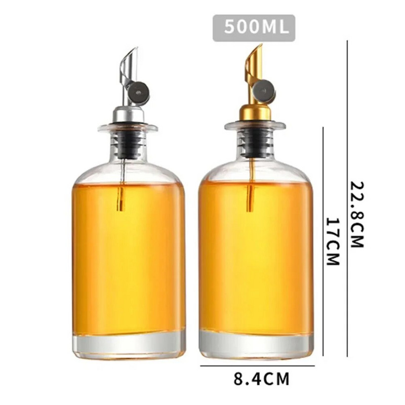 350/500 ml aliejaus virdulys Stiklinis aliejaus butelis virtuvės namų apyvokos aliejaus kontrolė sojų padažas acto butelis prieskonių prieskonių butelis