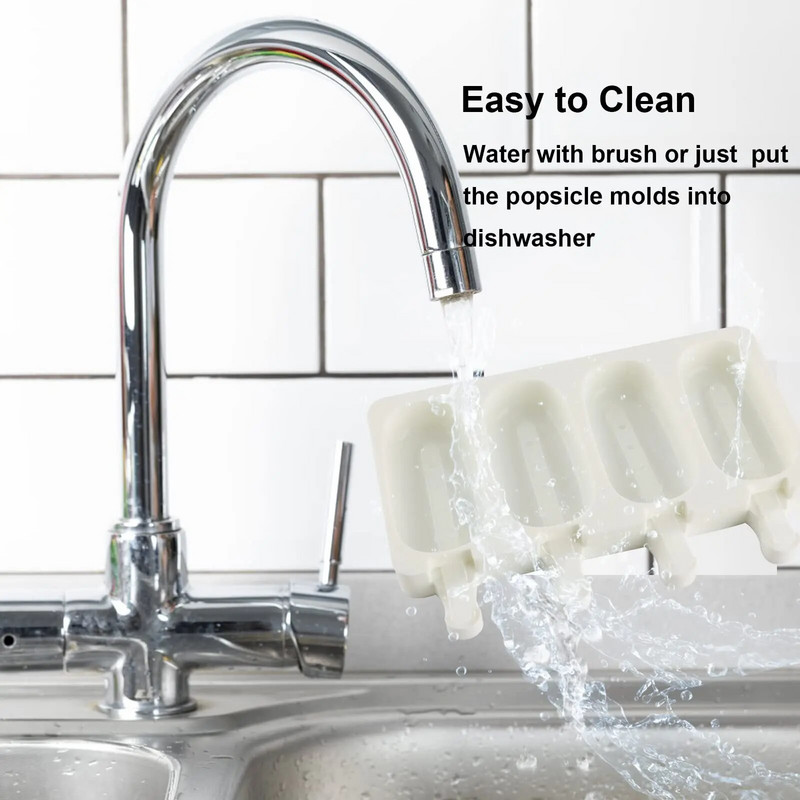 Silikonski kalupi za sladoled 4/8 šupljina za aparat za sladoled sa silikonskim kalupima za kolače bez BPA， kalupima za sladoled s jednostavnim otpuštanjem