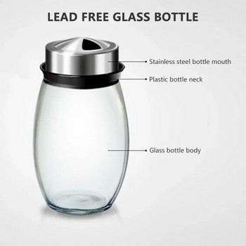 Въртящ се на 360 буркан за подправки Стъклена бутилка със стойка за съхранение Захарна солница Органайзер за подправки Кухненски аксесоари