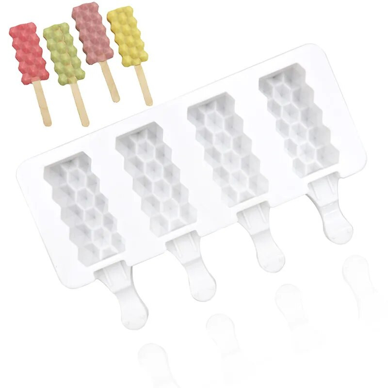 Dijamantni aparat za sladoled s 4 udubljenja Silikonski kalup Posuda za ledene kockice Popsicle Kalup za domaći puding od sira Pokloni Kuhinjski pribor