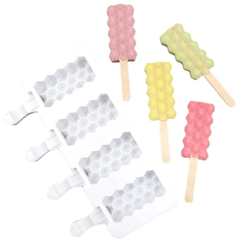 Dijamantni aparat za sladoled s 4 udubljenja Silikonski kalup Posuda za ledene kockice Popsicle Kalup za domaći puding od sira Pokloni Kuhinjski pribor