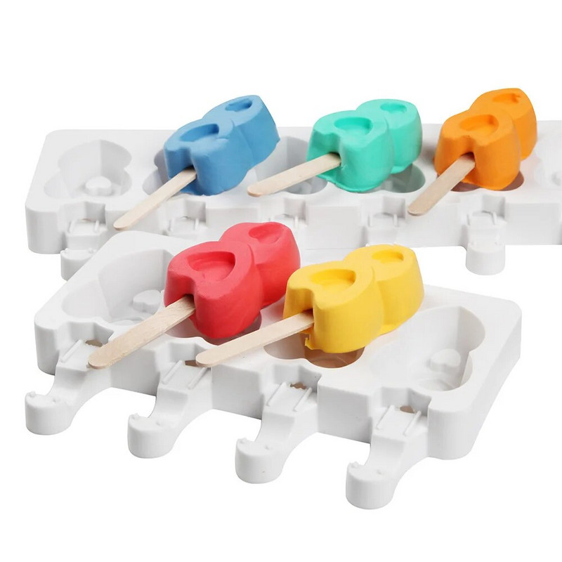 8 udubljenja Double Love Silikonski kalup za sladoled Posicle Ice Cube Posuda za sladoled Kalupi Štapići domaćeg sira Pokloni Kuhinjski pribor