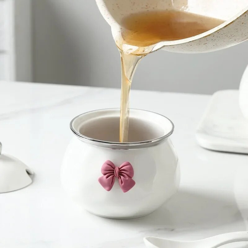 400 ml Prieskonių stiklainis Keraminis laikymo indelis su šaukštu Prieskonių Priemonė Čili stiklainis virtuvės Aukštos temperatūros prieskonių indelis su dangteliu