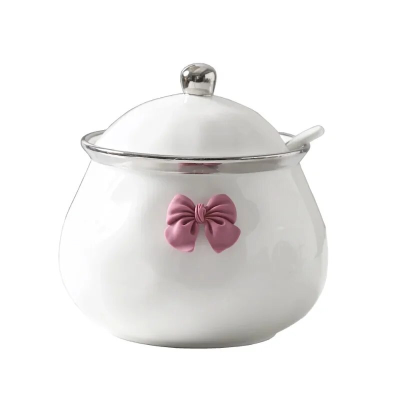 400 ml Prieskonių stiklainis Keraminis laikymo indelis su šaukštu Prieskonių Priemonė Čili stiklainis virtuvės Aukštos temperatūros prieskonių indelis su dangteliu