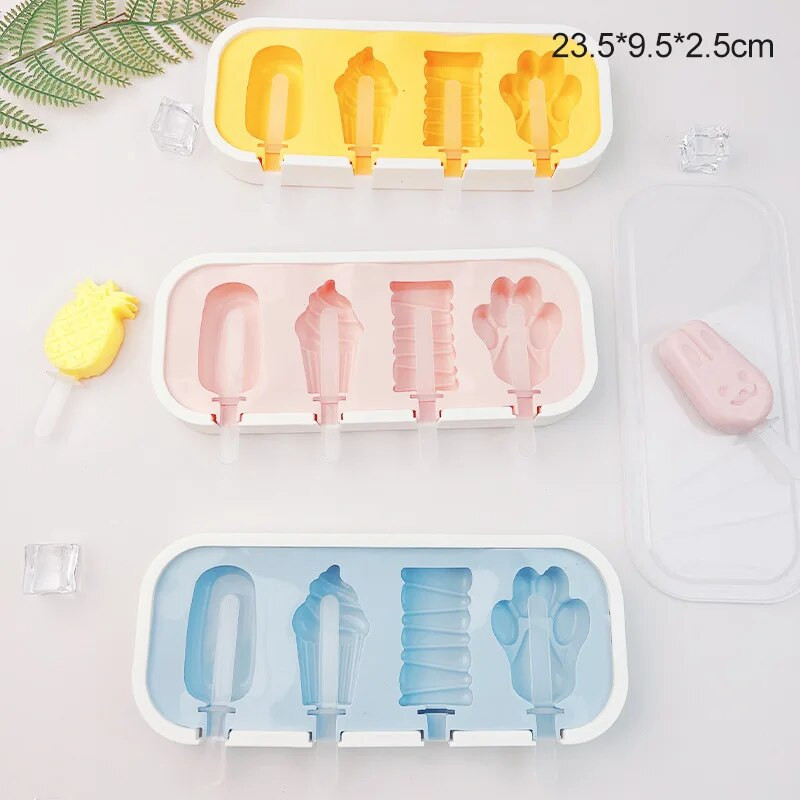 Crtani silikonski kalup za sladoled s poklopcem. Kalup za sladoled DIY bez BPA za višekratnu upotrebu. Kalupi za sladoled Ice Lolly.