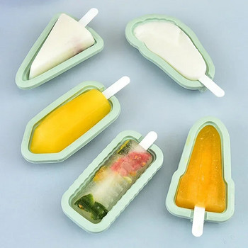 Лятна домашна силиконова форма за сладолед Popsicle Ice Cream Домакинска форма Тава за форми за сладолед с капак Машина за лед