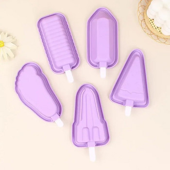Лятна домашна силиконова форма за сладолед Popsicle Ice Cream Домакинска форма Тава за форми за сладолед с капак Машина за лед