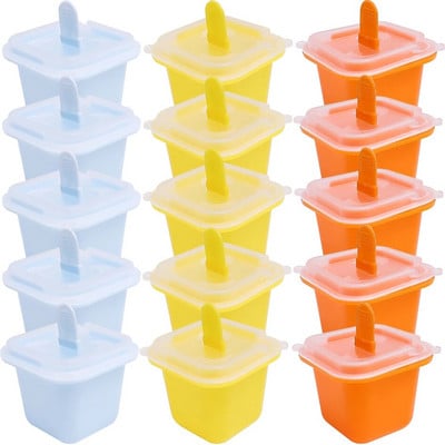 12x Τετράγωνο Σχάρα Καλούπια παγωτού Δίσκος Φόρμας Παγωτού σιλικόνης ποιότητας τροφίμων με ραβδί DIY ζελέ πουτίγκα ποτό Παιδικό σνακ