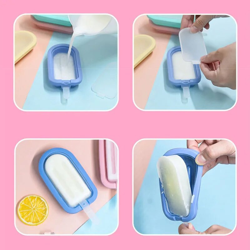 Silikonski kalup za sladoled sa štapićima Kalupi za sladoled koji se mogu slagati višekratno DIY sladoled za deserte i višebojni štapići za pecivo