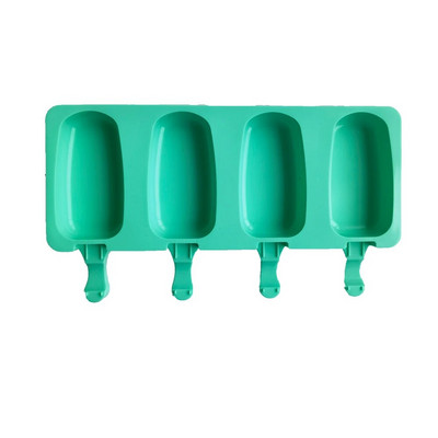 Ovalni mali silikonski kalup za puding Kalup za sladoled za sladoled za ljeto Ice Pop Aparat s 4 rupe Alati za pečenje čokoladnih kolača