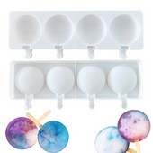 Okrugli silikonski kalup za sladoled s 4 rupe DIY kalup za ledene sladolede za lizalice Izrada domaćeg čokoladnog kolača Kuhinjski pribor Alati za pečenje