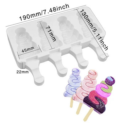 Okrugli silikonski kalup za sladoled s 4 rupe DIY kalup za ledene sladolede za lizalice Izrada domaćeg čokoladnog kolača Kuhinjski pribor Alati za pečenje