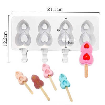 Okrugli silikonski kalup za sladoled s 4 rupe DIY kalup za ledene sladolede za lizalice Izrada domaćeg čokoladnog kolača Kuhinjski pribor Alati za pečenje