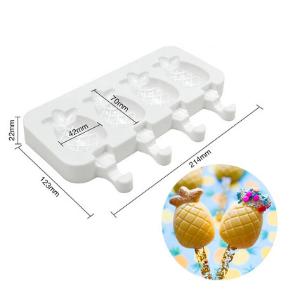 Okrugli silikonski kalup za sladoled s 4 rupe DIY kalup za ledene sladolede za lizalice Izrada domaćeg čokoladnog kolača Kuhinjski pribor Alati za pečenje