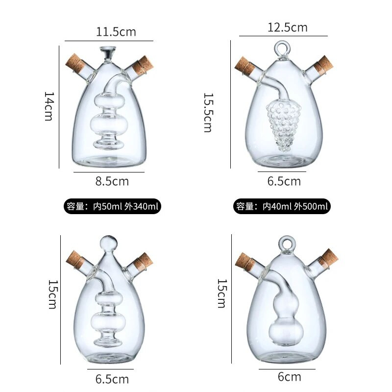 Du viename stiklinis aliejaus puodas Dvigubas sojos padažo butelis prieskonių padažas acto aliejaus puodo laikymo butelis Virtuvės reikmenys Prieskoniai