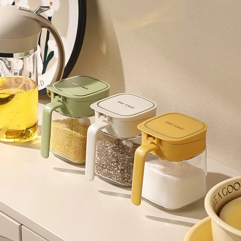 Fehér fűszeres tégely Konyhai fűszeres doboz szett Kezdőlap Üveg Fűszertartó Fűszertartó Átlátszó Fűszeres üveg Só Olaj edény