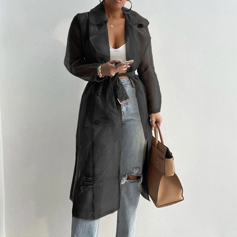 Modna ženska mrežasta jakna s puf rukavima, košulja za zaštitu od sunca na vezanje, ljetni tanki kaput