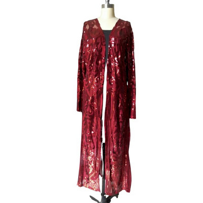 Novi seksi dugi kardigan sa zlatnim šljokicama, elegantni ležerni ženski mrežasti prozirni kaput s otvorenim šavom, punim rukavima Feminino Ouro Lantejoula