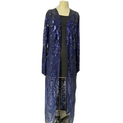 Novi seksi dugi kardigan sa zlatnim šljokicama, elegantni ležerni ženski mrežasti prozirni kaput s otvorenim šavom, punim rukavima Feminino Ouro Lantejoula