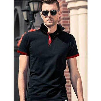 Мъжко поло мъжка риза с къс ръкав поло риза контрастен цвят поло ново облекло лято улично облекло ежедневна мода мъжки горнища