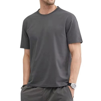 Тениска за мъже Летни памучни горнища Едноцветни празни тениски О-образно деколте Мъжко облекло Плюс размер M до 5XL