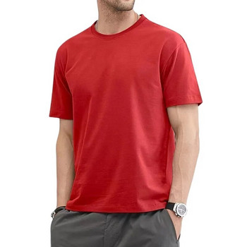 Тениска за мъже Летни памучни горнища Едноцветни празни тениски О-образно деколте Мъжко облекло Плюс размер M до 5XL