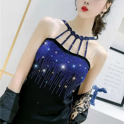 2023 tavaszi nyár új divat Női mellény Camisole medál, alsó női ing mellény szín gyémánt strassz fehér lila