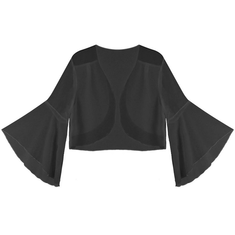 Ženski ogrtač od šifona, šalovi, zvonasti rukavi, bolero, kardigan, elegantni kratki kardigan, ogrtači, vjenčani ogrtač od šifona, ogrtač s ramenima