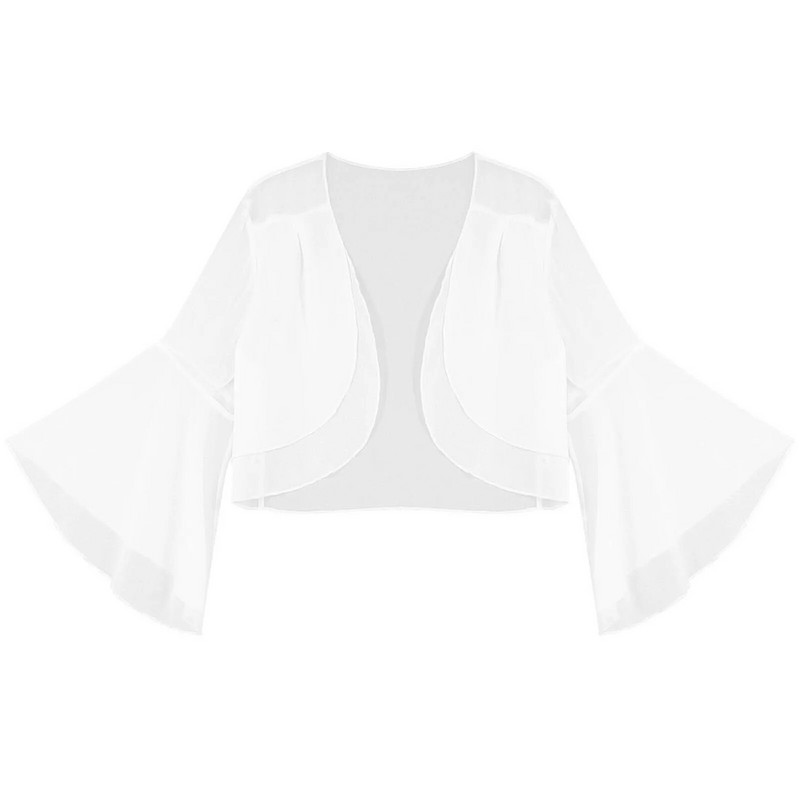 Ženski ogrtač od šifona, šalovi, zvonasti rukavi, bolero, kardigan, elegantni kratki kardigan, ogrtači, vjenčani ogrtač od šifona, ogrtač s ramenima