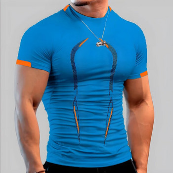 Нова мъжка стегната спортна тениска с къс ръкав Gym Fitness Top Мъжка спортна тениска за бавно бягане Бързосъхнеща спортна тениска