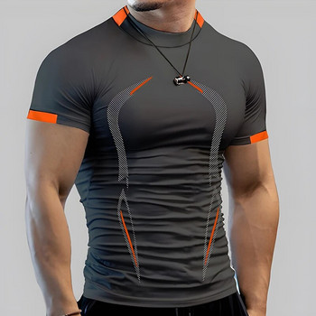 Νέο ανδρικό κοντομάνικο αθλητικό μπλουζάκι για τρέξιμο, γυμναστήριο, κορυφαίο ανδρικό αθλητικό μπλουζάκι αργού τρεξίματος, αθλητικό μπλουζάκι γρήγορου στεγνώματος