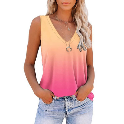 Nyári nyakkendőfesték, 3D-s nyomtatású akvárium felsők, női V-nyakú, ujjatlan kamisoles vállmellény, női Y2k felső utcai ruházat női ruházat