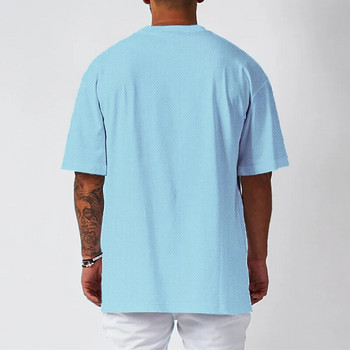 Ανδρικό μπλουζάκι με άνετο καλοκαιρινό διχτυωτό πλέγμα για γρήγορο στέγνωμα, κοντό μανίκι, φαρδιά, κλασικά μπλουζάκια για bodybuilding γυμναστικής