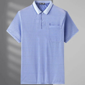 2023 Нова мъжка тениска с къс ръкав с поло деколте Commuter Summer Basic Fashion Casual All-match Англия Пуловери с джобове на райета