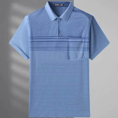 Nova muška majica kratkih rukava s polo izrezom iz 2023. Ljetna osnovna moda, ležerna, sveobuhvatna Engleska, prugasti puloveri s džepovima