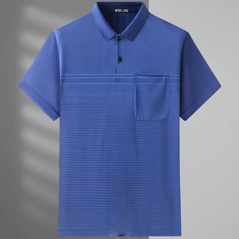 Nova muška majica kratkih rukava s polo izrezom iz 2023. Ljetna osnovna moda, ležerna, sveobuhvatna Engleska, prugasti puloveri s džepovima
