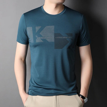 MLSHP Summer Thin Ανδρικά T-shirts Πολυτελή κοντομάνικα γράμματα τυπωμένα casual ανδρικά T-shirts με στρογγυλό γιακά Simple Man Tees 3XL