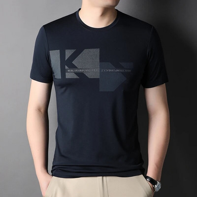 MLSHP Nyári vékony férfi pólók Luxus rövid ujjú betűvel nyomtatott alkalmi férfi pólók körgalléros egyszerű férfi pólók 3XL