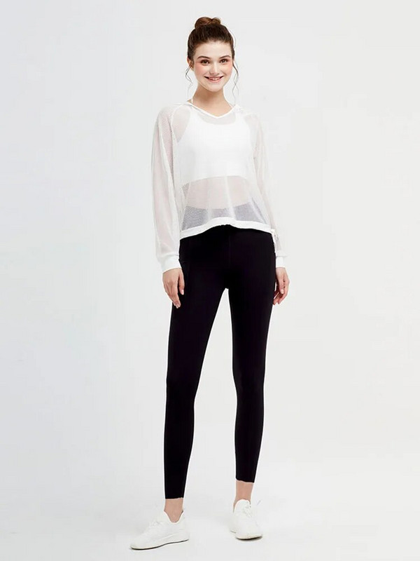 Prozirna mrežasta majica s kratkim rukavima za jogu Fitness ženska majica s kapuljačom dugih rukava Lagana majica za sunčanje za sport i vježbanje u teretani