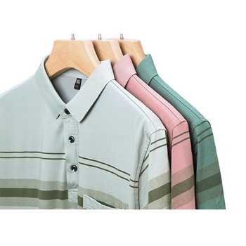 MLSHP Πλένεται βαμβακερά καλοκαιρινά ανδρικά μπλουζάκια πόλο Πολυτελή κοντομάνικα σταυρωτά ριγέ Business Casual μπλουζάκια γκολφ ανδρών 3XL