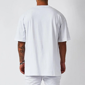 Βαμβακερό ανδρικό κενό μπλουζάκι Λευκό oversized ρετρό μονόχρωμο μπλουζάκι μεγάλου μεγέθους Ανδρικό γυναικείο κοντομάνικο ανδρικό μπλουζάκι