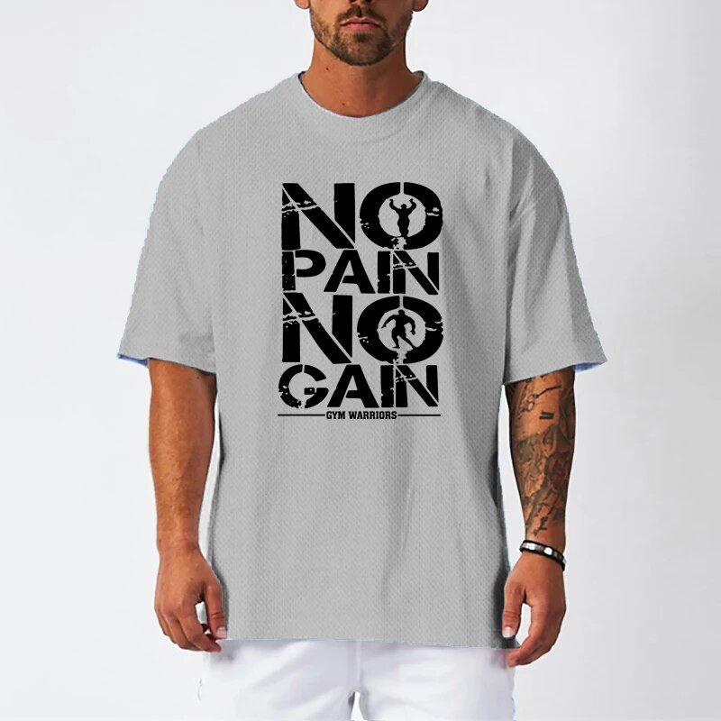 Liela izmēra, vaļīgas, īsām piedurknēm vīriešu T-krekls ar nolaistiem pleciem Hiphopa fitnesa topi vasaras elpošanai, ātri žūstoši sporta zālei kultūrisms