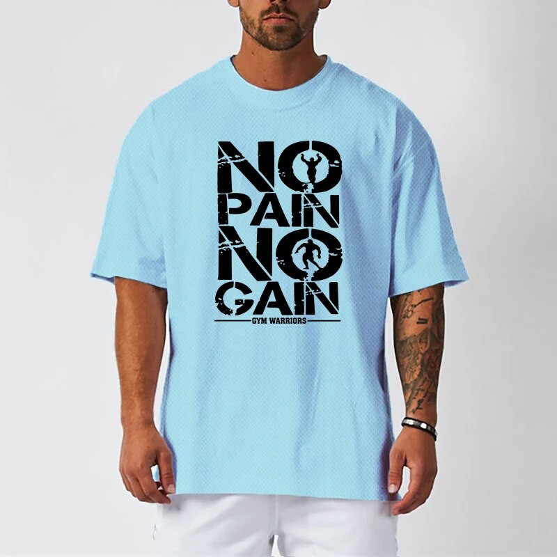 Liela izmēra, vaļīgas, īsām piedurknēm vīriešu T-krekls ar nolaistiem pleciem Hiphopa fitnesa topi vasaras elpošanai, ātri žūstoši sporta zālei kultūrisms