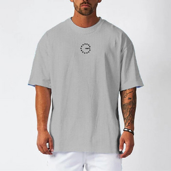 Μπλουζάκι με κοντό μανίκι Joggers για γυμναστήριο, χαλαρό ανδρικό μπλουζάκι για τρέξιμο, Καλοκαιρινό μπλουζάκι που αναπνέει για γρήγορο στέγνωμα