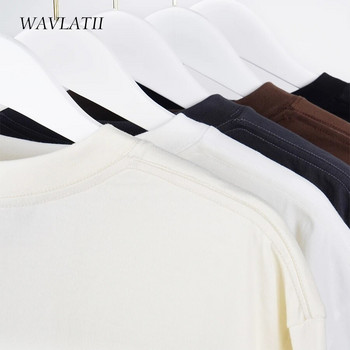 WAVLATII Oversized καλοκαιρινά μπλουζάκια για γυναίκες Ανδρικά καφέ casual γυναικεία κορεάτικα Streetwear Tees Unisex Basic Solid Young Cool μπλουζάκια
