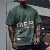 Férfi edzőterem nyári alkalmi póló Fitness Futó rövid ujjú póló felsők Divat Hip-hop Túlméretes ing Férfi pulóver Ruházat