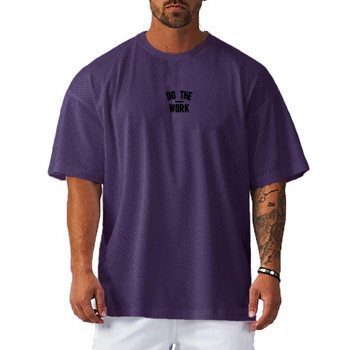 Μπλουζάκι μεγάλου μεγέθους Ανδρικό μπλουζάκι με κοντό μανίκι ώμου Καλοκαιρινό μπλουζάκι με μεγάλο πλέγμα Σέξι φαρδιά ρούχα γυμναστικής μπάσκετ Τζέρσεϊ