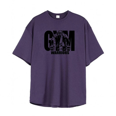 Μεγάλο, χαλαρό ανδρικό μπλουζάκι για γυμναστήριο, γυμναστήριο Bodybuilding, κοντό μανίκι, καλοκαιρινό πλέγμα, Ρούχα που αναπνέουν γρήγορα