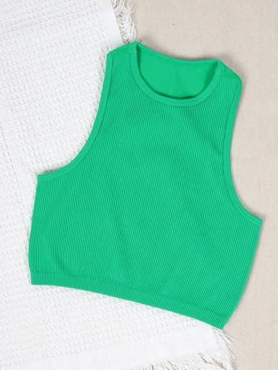 Sport Crop Top Γυναικεία Μόδα Αμάνικο αθλητικό γιλέκο μονόχρωμο Fitness Tank Top χωρίς ραφές Streetwear Base Tees Tops