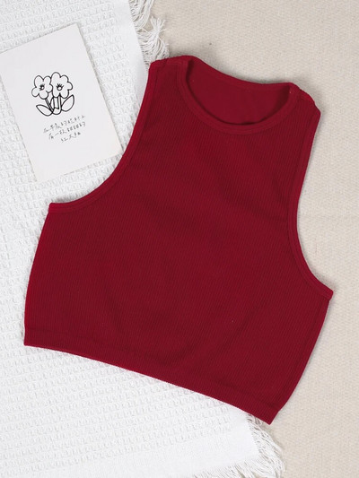 Sport Crop Top Γυναικεία Μόδα Αμάνικο αθλητικό γιλέκο μονόχρωμο Fitness Tank Top χωρίς ραφές Streetwear Base Tees Tops